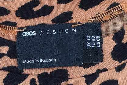 ASOS DESIGN Women's Brown Leopard T-Shirt Dress UK 12