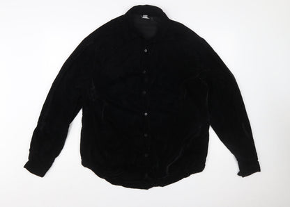 ASOS DESIGN Men's Black Velvet Button-Up Shirt Size M