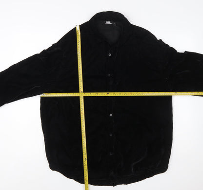 ASOS DESIGN Men's Black Velvet Button-Up Shirt Size M