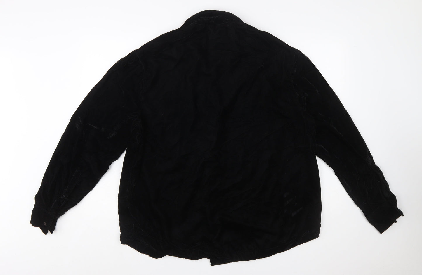 ASOS DESIGN Men's Black Velvet Button-Up Shirt Size M