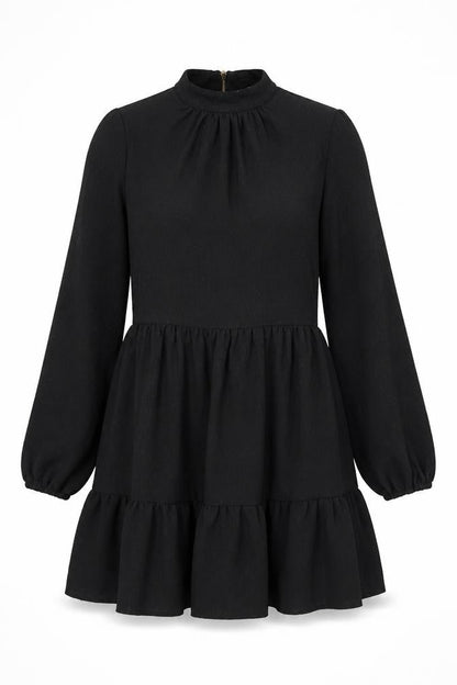 Closet London Women's Black A-Line Long Sleeve High Neck Dress UK 12