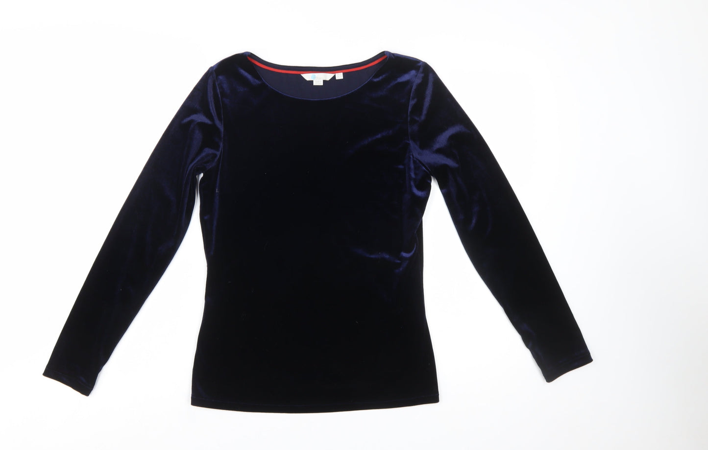 Boden Women Blue Velvet Long Sleeve Boat Neck Blouse Size 10