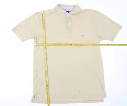 Tommy Hilfiger Men's Beige Cotton Polo Shirt XL Classic Fit