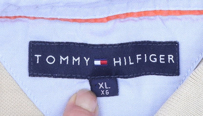 Tommy Hilfiger Men's Beige Cotton Polo Shirt XL Classic Fit