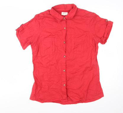 Mountain Warehouse Womens Red Short Sleeve Button-Up Shirt UK 14