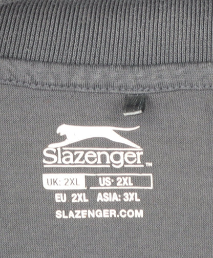 Slazenger Men’s Grey Check 2XL Polo Shirt Quick Dry Sports Top