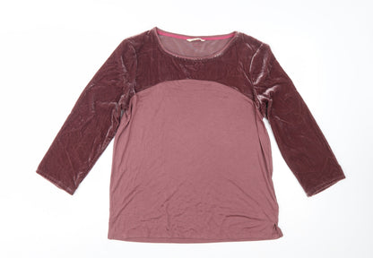 White Stuff Womens Purple Long Sleeve Velvet Panel T-Shirt Size 12