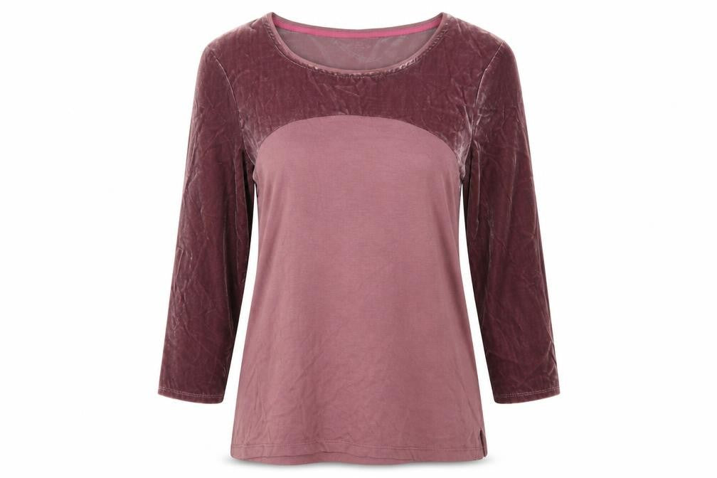 White Stuff Womens Purple Long Sleeve Velvet Panel T-Shirt Size 12