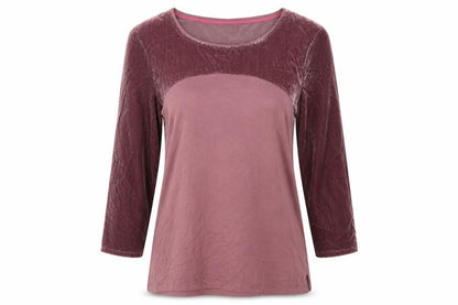 White Stuff Womens Purple Long Sleeve Velvet Panel T-Shirt Size 12