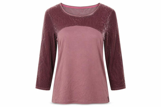 White Stuff Womens Purple Long Sleeve Velvet Panel T-Shirt Size 12