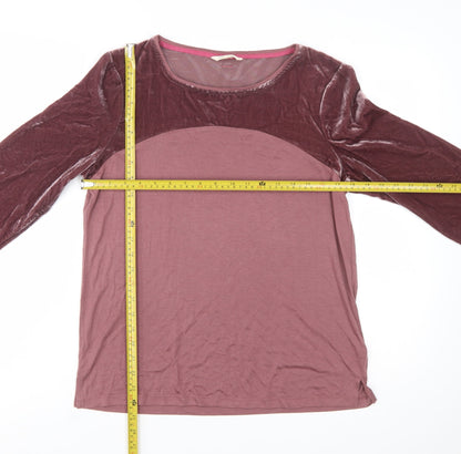 White Stuff Womens Purple Long Sleeve Velvet Panel T-Shirt Size 12