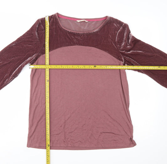 White Stuff Womens Purple Long Sleeve Velvet Panel T-Shirt Size 12