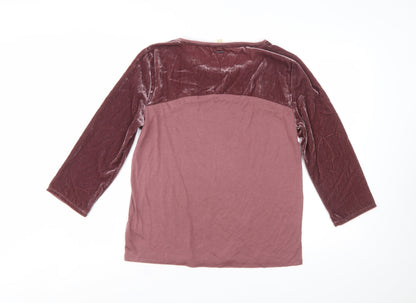 White Stuff Womens Purple Long Sleeve Velvet Panel T-Shirt Size 12