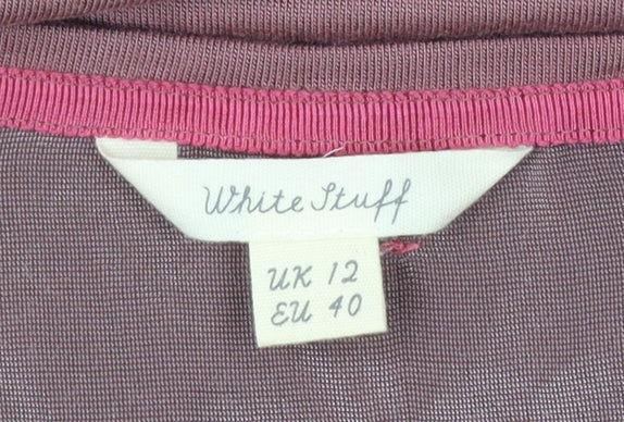 White Stuff Womens Purple Long Sleeve Velvet Panel T-Shirt Size 12