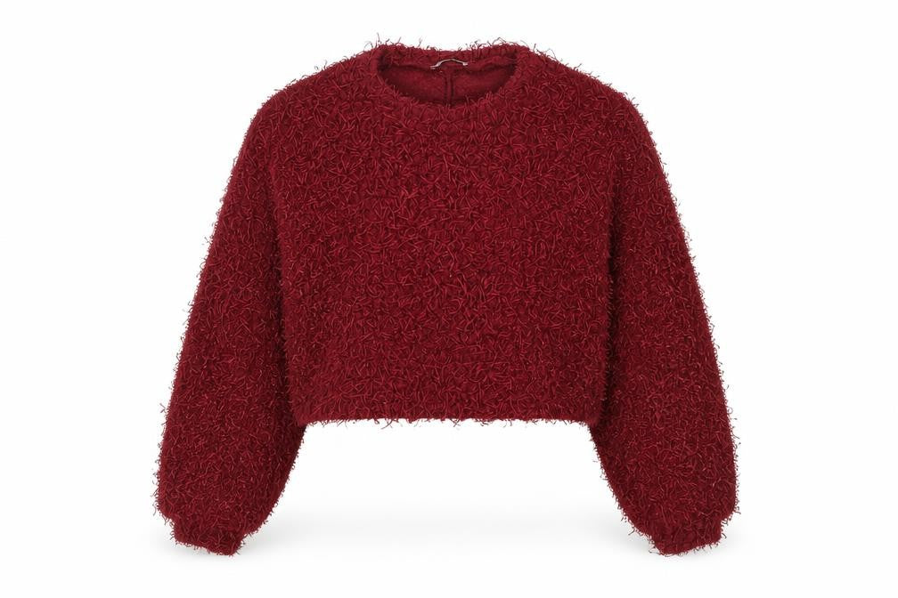 Zara Women Red Chunky Knit Pullover Jumper Size 10 Relaxed Fit