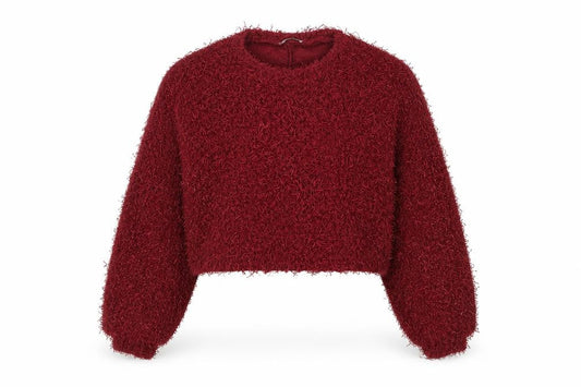 Zara Women Red Chunky Knit Pullover Jumper Size 10 Relaxed Fit