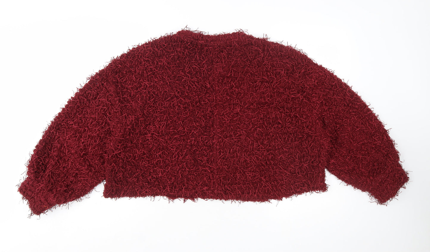 Zara Women Red Chunky Knit Pullover Jumper Size 10 Relaxed Fit