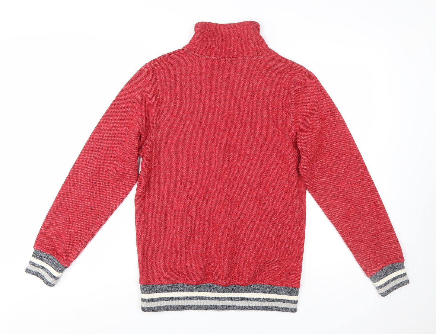 Bruzer Men’s Red 1/4 Zip Cotton Jumper M High Neck Casual Pullover
