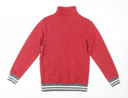 Bruzer Men’s Red 1/4 Zip Cotton Jumper M High Neck Casual Pullover