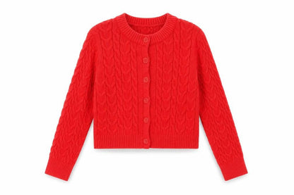 Stradivarius Women Red Cable-Knit Cardigan Jumper S