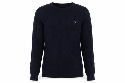 GANT Women's Black Cable-Knit Stretch Cotton Jumper Size S