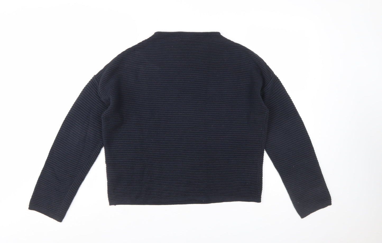 Topshop Women Blue Size 8 High Neck Rib Knit Pullover Jumper