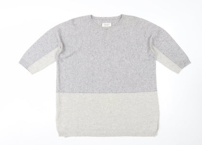 Toast Women’s Grey Wool Cashmere V-Neck Tunic Jumper Size S