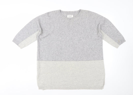 Toast Women’s Grey Wool Cashmere V-Neck Tunic Jumper Size S
