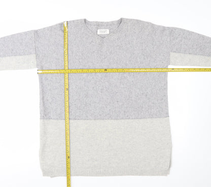 Toast Women’s Grey Wool Cashmere V-Neck Tunic Jumper Size S