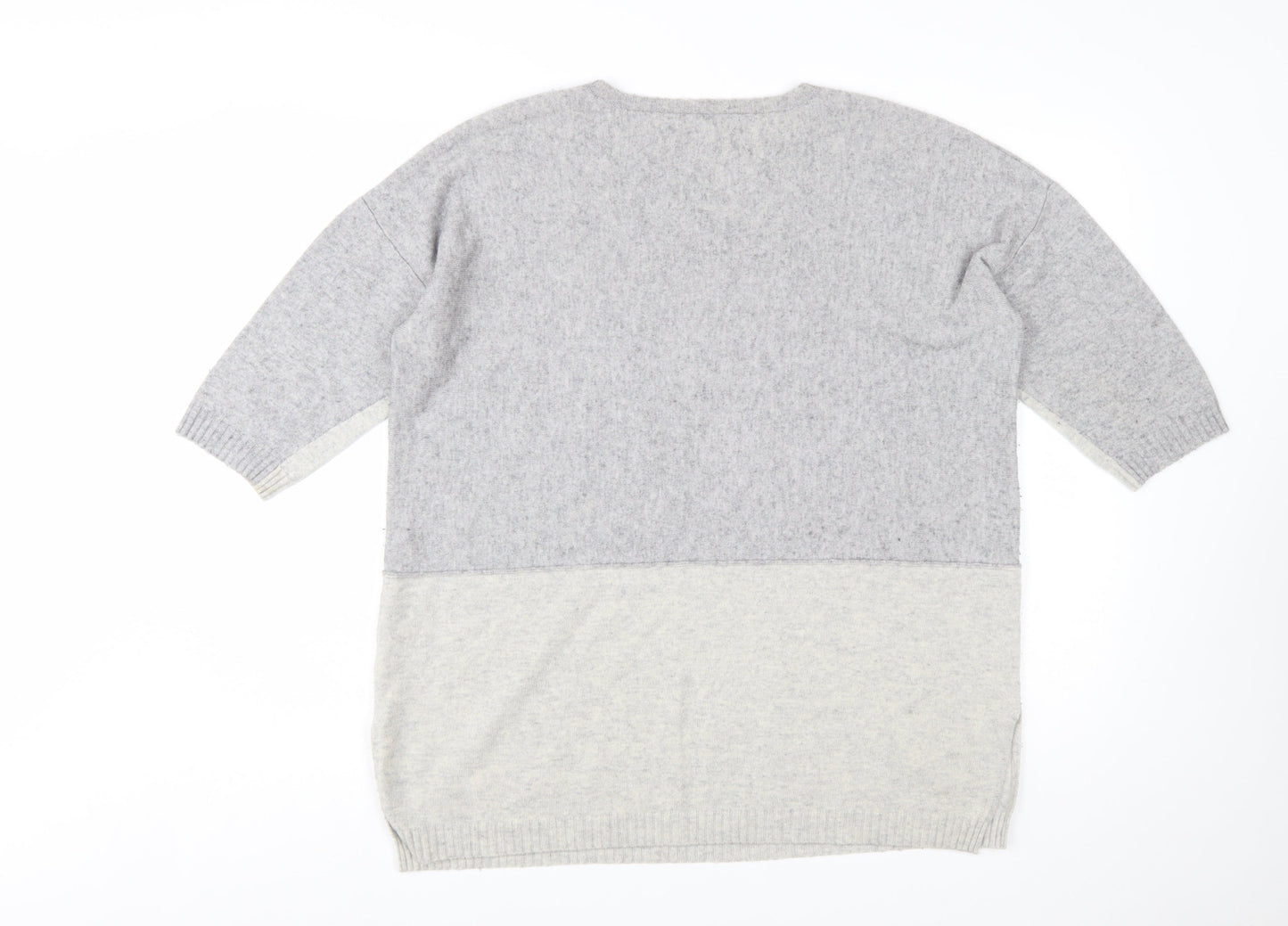 Toast Women’s Grey Wool Cashmere V-Neck Tunic Jumper Size S