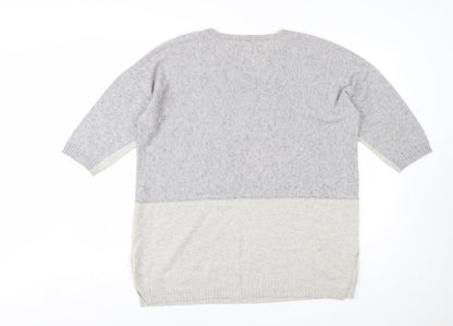 Toast Women’s Grey Wool Cashmere V-Neck Tunic Jumper Size S