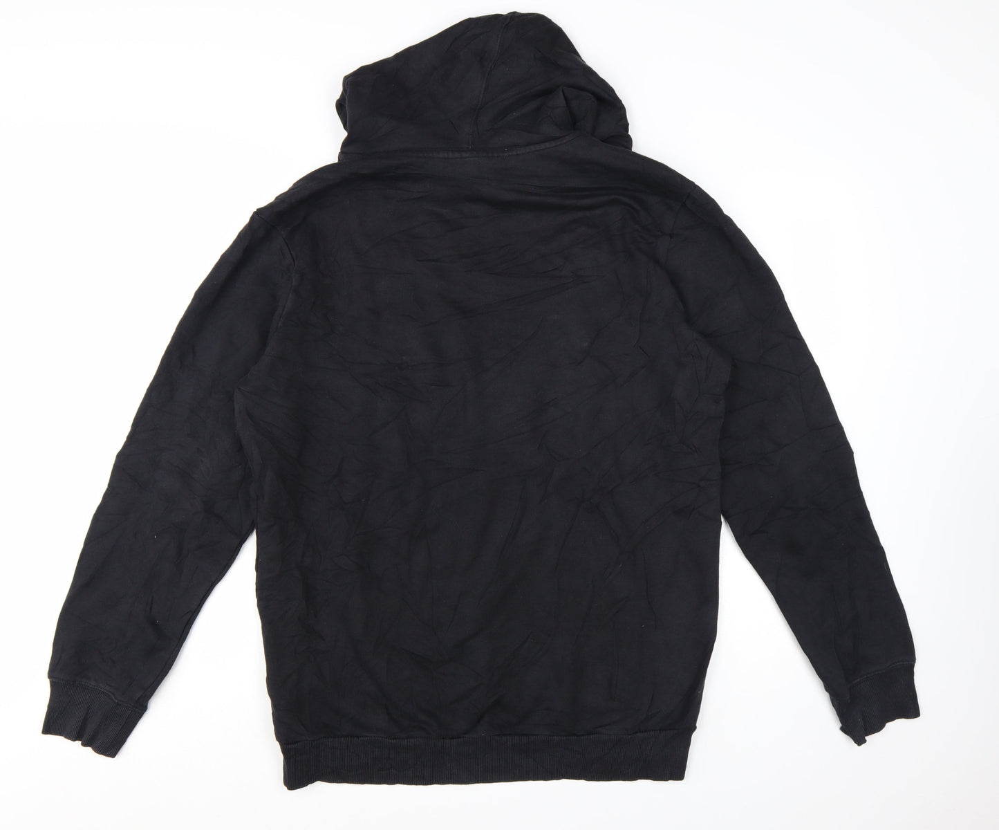 Napapijri Men's Black XL Pullover Hoodie with Logo Flag Patch
