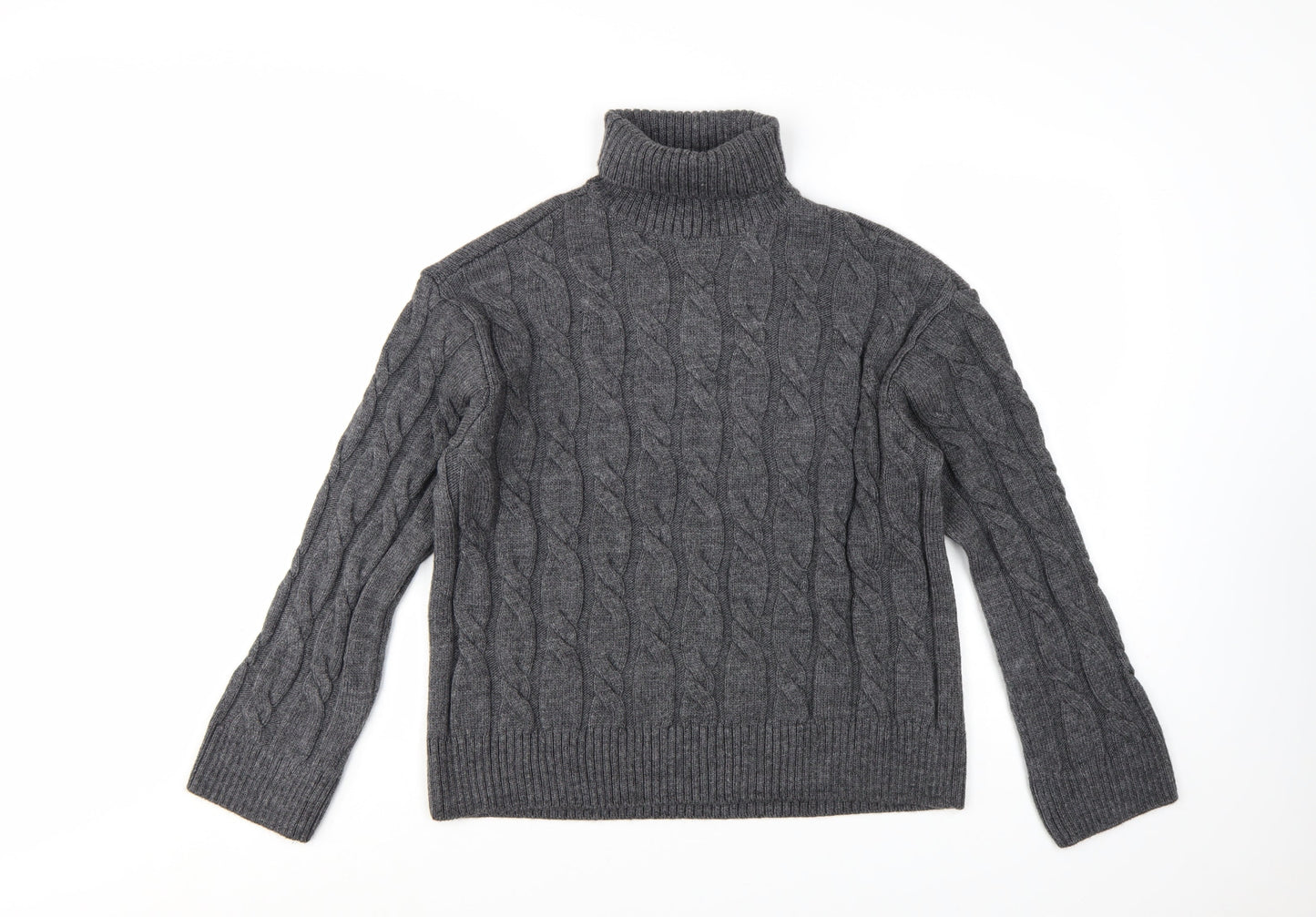 Marks and Spencer Womens Grey Roll Neck Cable Knit Jumper M