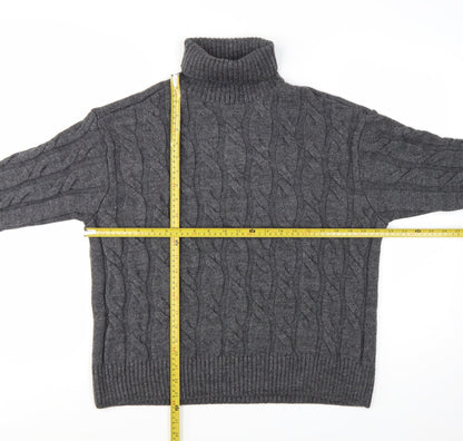 Marks and Spencer Womens Grey Roll Neck Cable Knit Jumper M