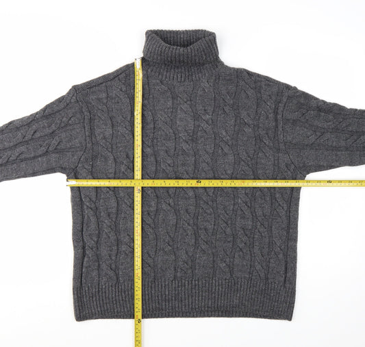 Marks and Spencer Womens Grey Roll Neck Cable Knit Jumper M