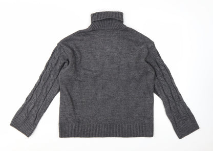 Marks and Spencer Womens Grey Roll Neck Cable Knit Jumper M