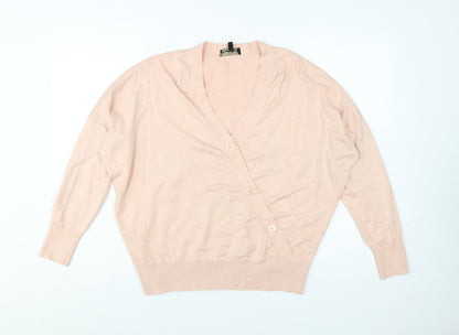 Phase Eight Women Pink V-Neck Button Cardigan M Lightweight Knit