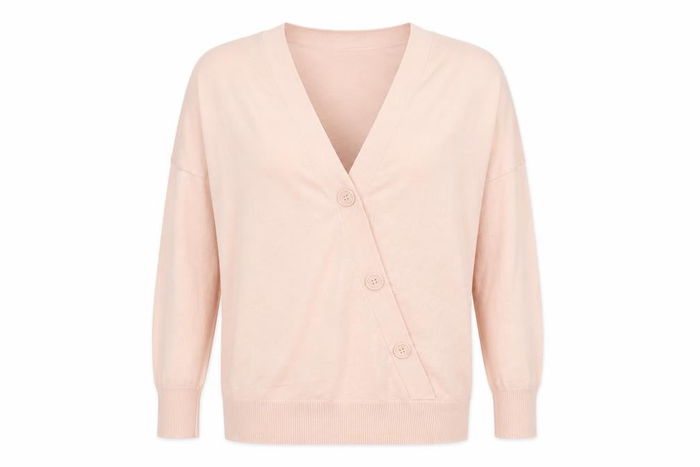 Phase Eight Women Pink V-Neck Button Cardigan M Lightweight Knit