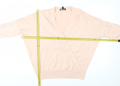 Phase Eight Women Pink V-Neck Button Cardigan M Lightweight Knit
