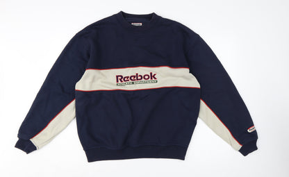 Reebok Men's Blue Retro Logo Sweatshirt Medium Pullover Crew Neck