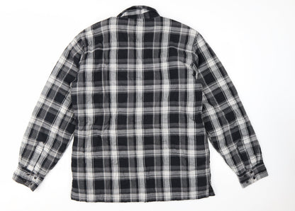 BC Clothing Men's Black Checked Flannel Padded Jacket Size S