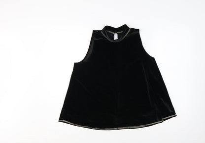 Abercrombie & Fitch Women's Black Velvet High Neck Sleeveless Tank Top M