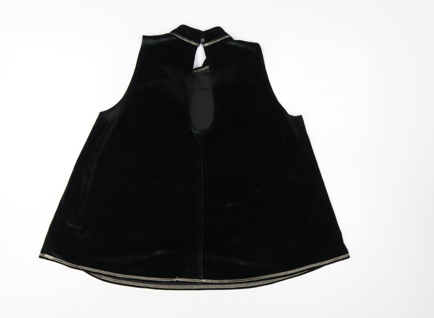 Abercrombie & Fitch Women's Black Velvet High Neck Sleeveless Tank Top M