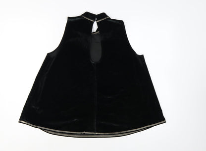 Abercrombie & Fitch Women's Black Velvet High Neck Sleeveless Tank Top M