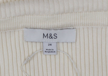 Marks and Spencer Women's Beige Ribbed Strapless Knit Tank Top Size 24
