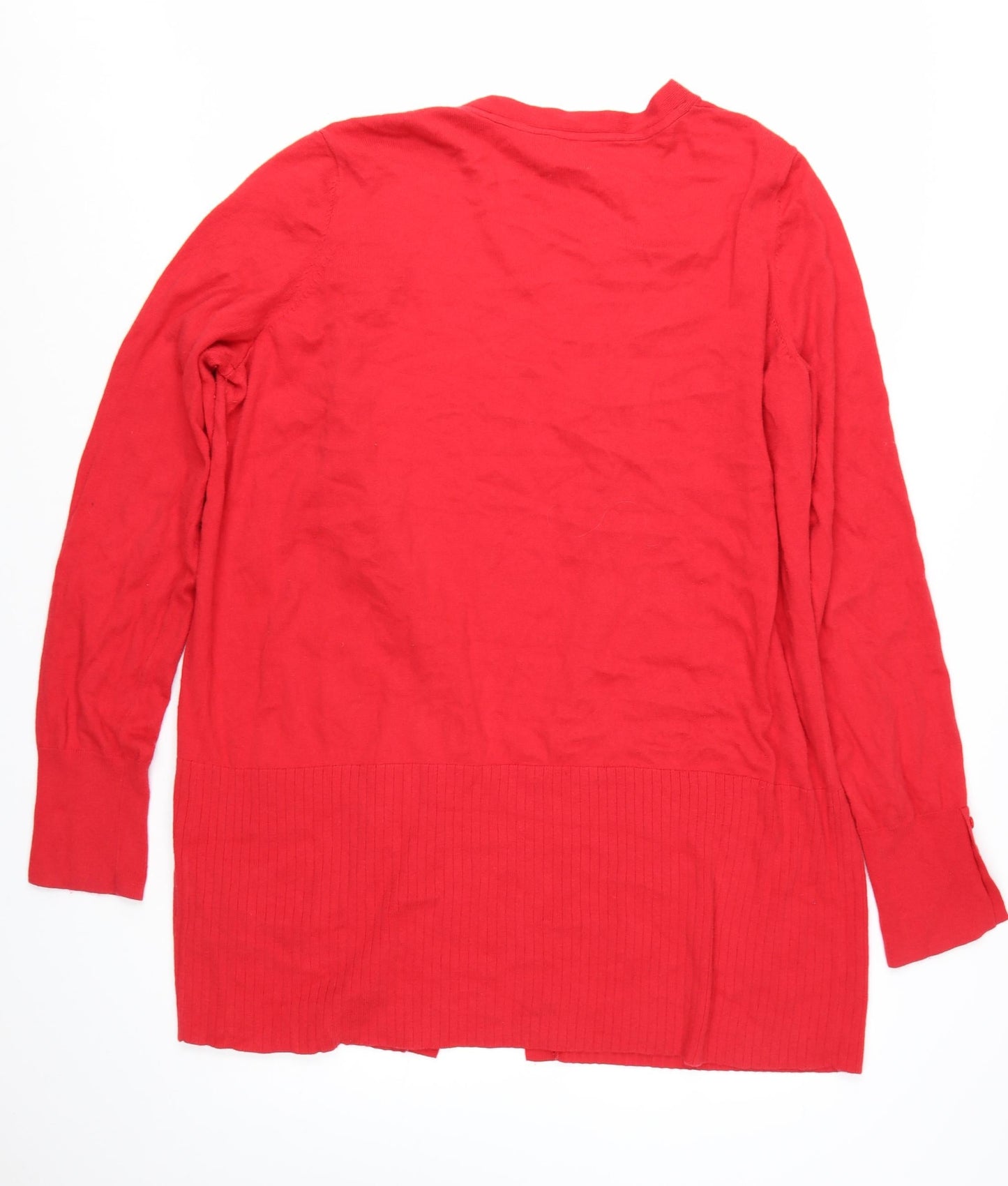 Long Tall Sally Women Red Cardigan Size 22-24 Open Knit Pockets