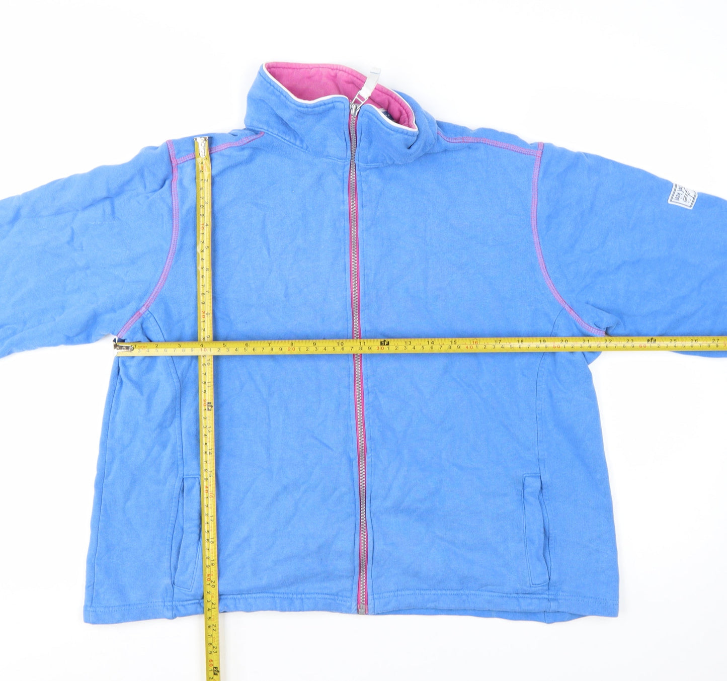 Lazy Jacks Women Blue Full Zip Sweatshirt Large Cotton Casual