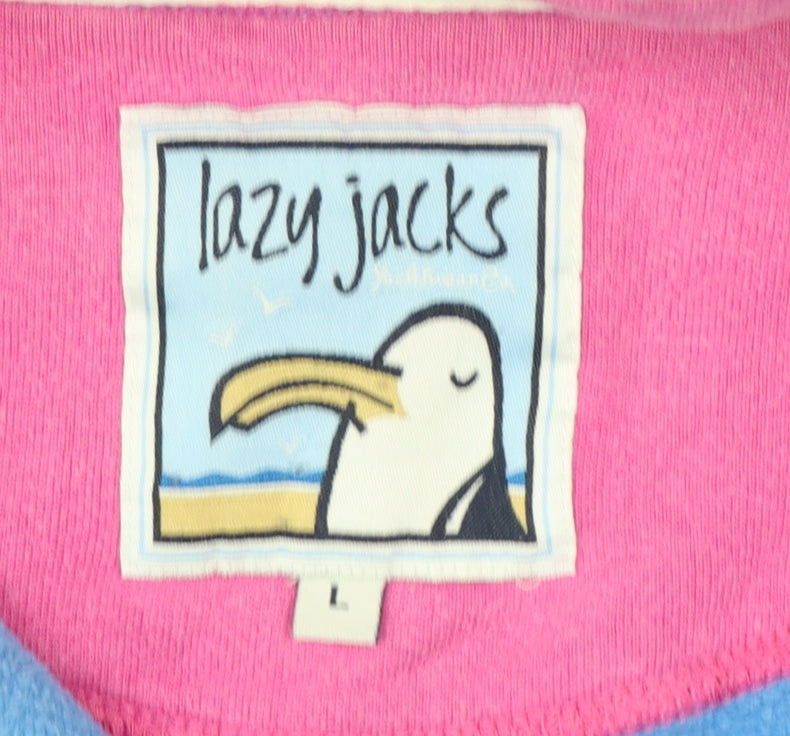 Lazy Jacks Women Blue Full Zip Sweatshirt Large Cotton Casual