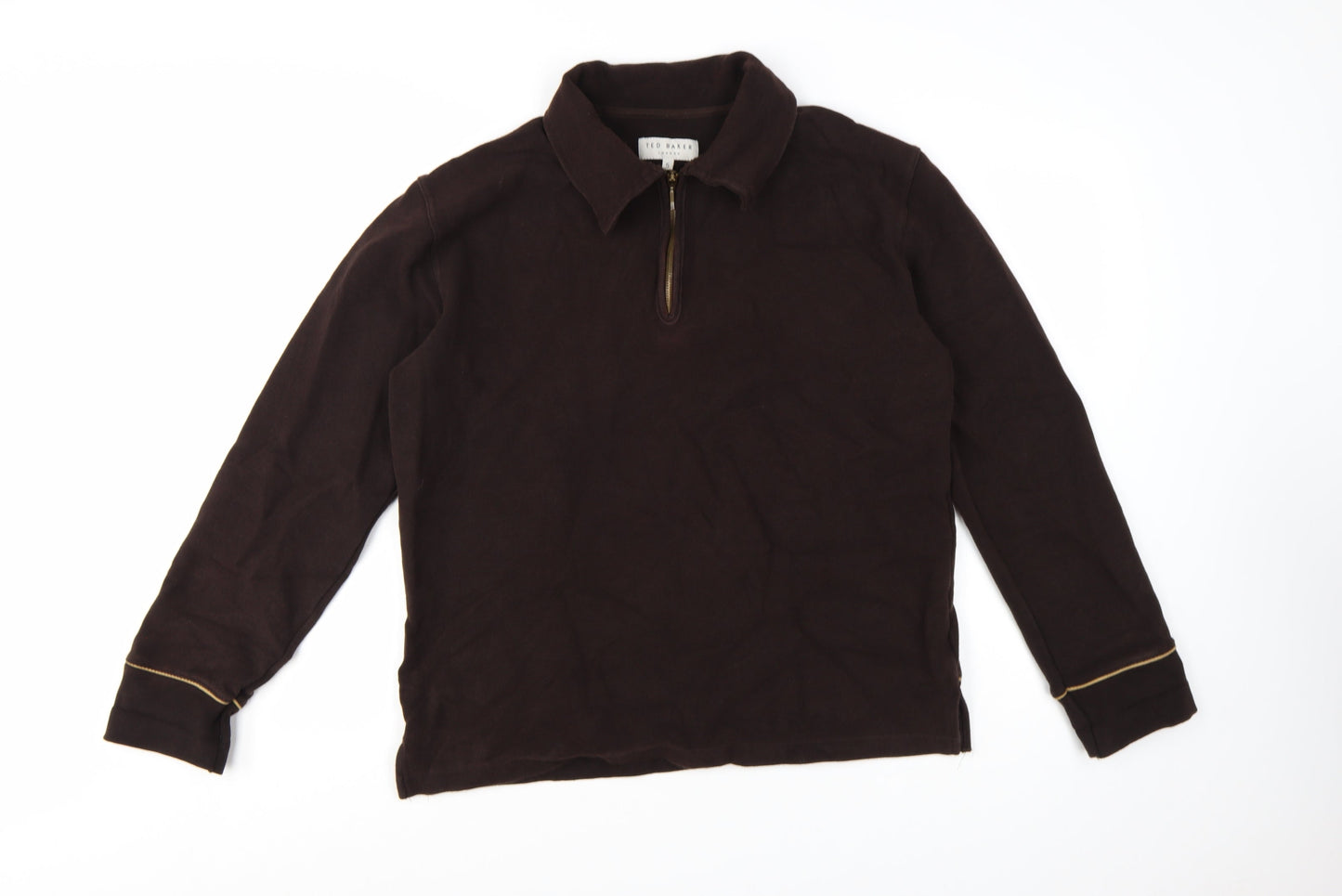 Ted Baker Men's Brown L 1/4 Zip Collared Sweatshirt