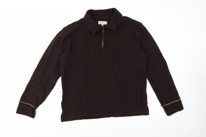 Ted Baker Men's Brown L 1/4 Zip Collared Sweatshirt